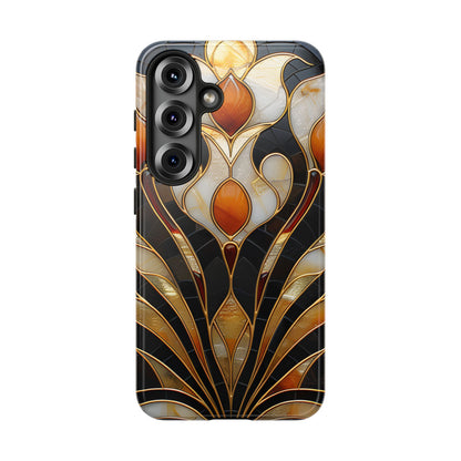 Art Deco Stained Glass Phone Case – Elegant Gold & Black Design