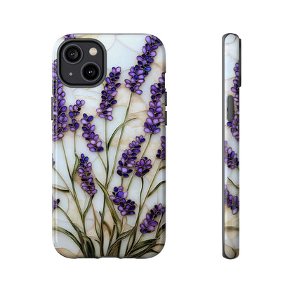 Floral Phone Case With Lavender in Stained Glass Motif