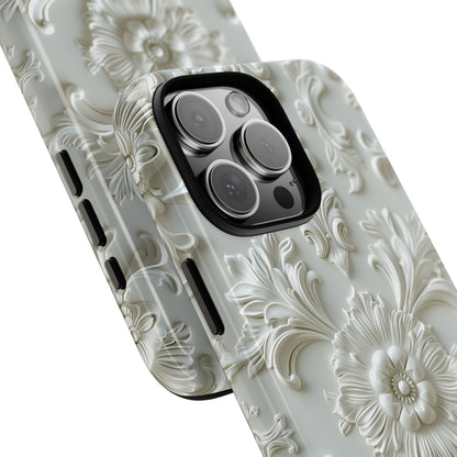 Off-White Floral Phone Case in Baroque Carved Plaster Ceiling Design