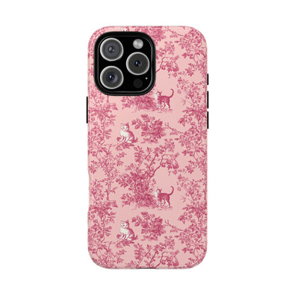Tough Phone Cases - Cats in Pink Toile De Joyu Motif