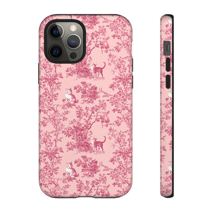 Tough Phone Cases - Cats in Pink Toile De Joyu Motif