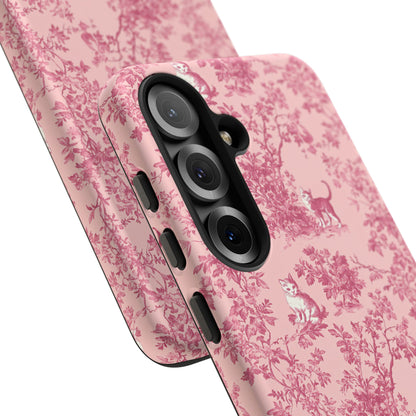 Tough Phone Cases - Cats in Pink Toile De Joyu Motif