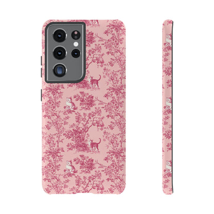 Tough Phone Cases - Cats in Pink Toile De Joyu Motif