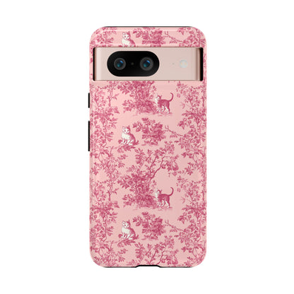 Tough Phone Cases - Cats in Pink Toile De Joyu Motif