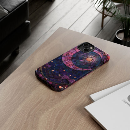 Pink Moon Tough Phone Cases in  Stained Glass Design