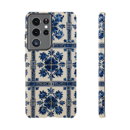 Cobalt Blue Azulejo Tile Phone Case - Vintage Floral Motif