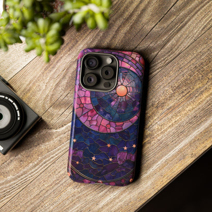 Pink Moon Tough Phone Cases in  Stained Glass Design