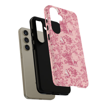 Tough Phone Cases - Cats in Pink Toile De Joyu Motif