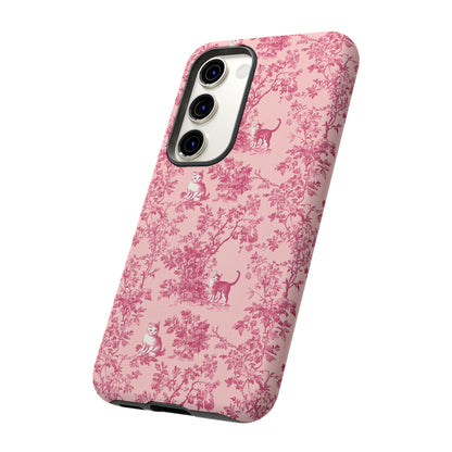 Tough Phone Cases - Cats in Pink Toile De Joyu Motif