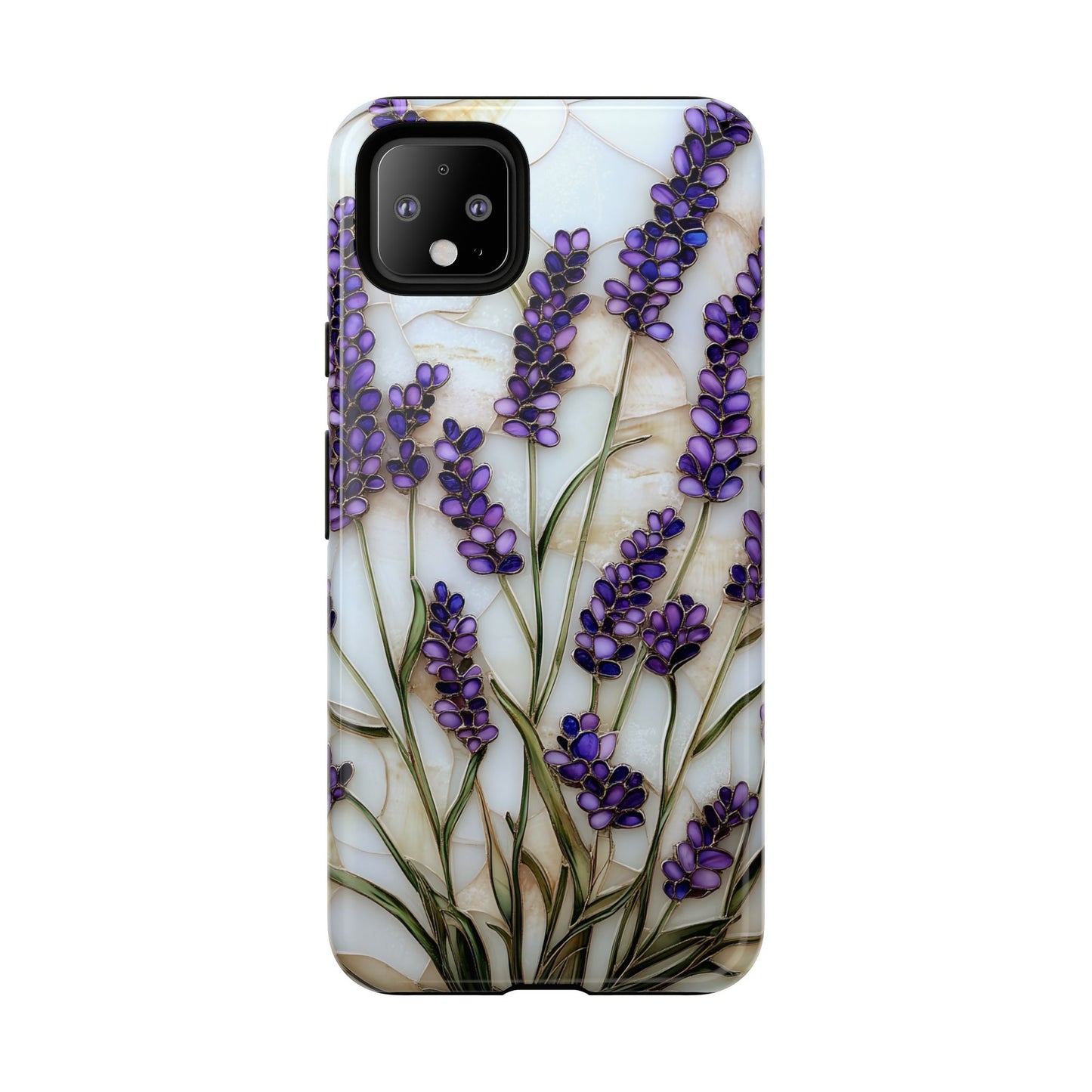 Floral Phone Case With Lavender in Stained Glass Motif