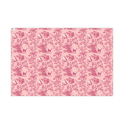 Gift Wrap Papers - Pink Toile Cats, Romantic French Style Pattern