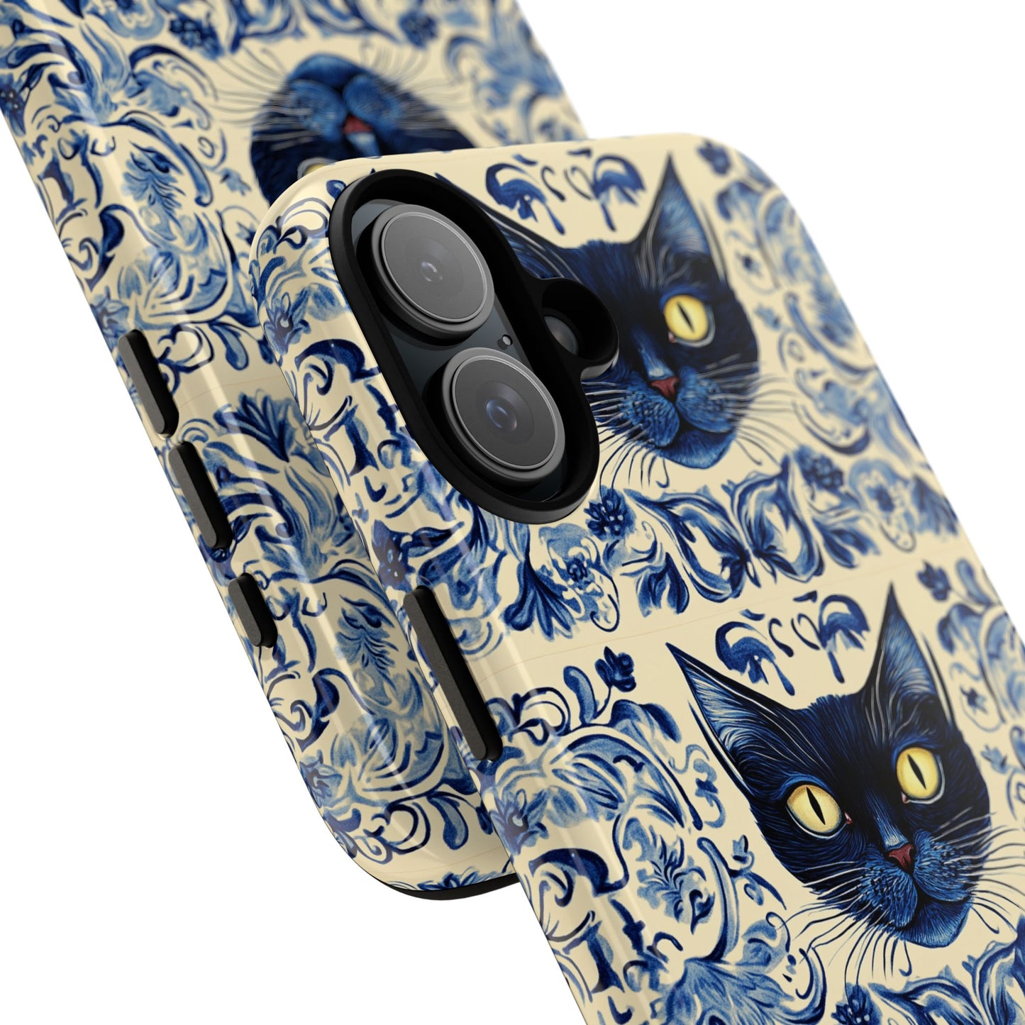 Tough Phone Case - Mediterranean Tile Motif With Blue Cats