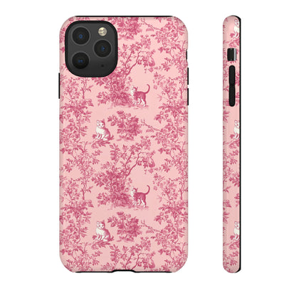 Tough Phone Cases - Cats in Pink Toile De Joyu Motif