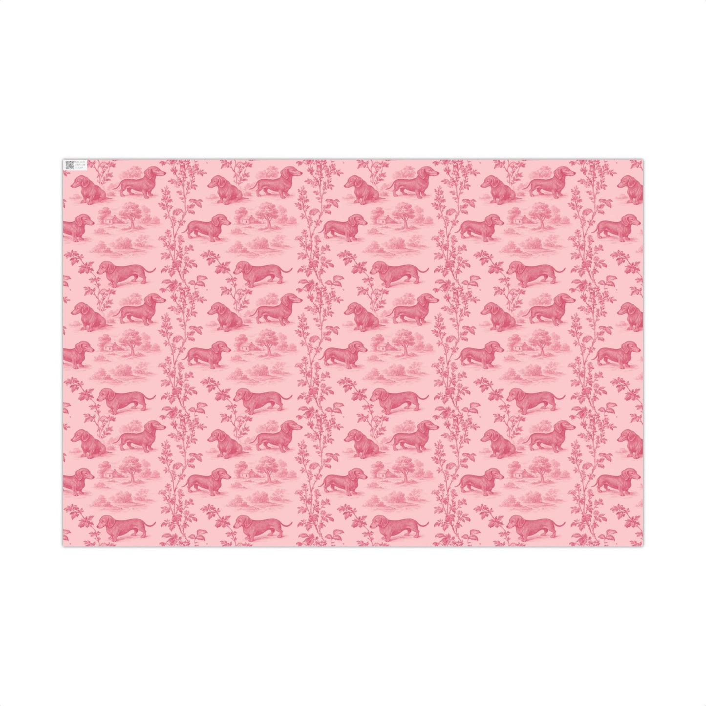 Dachshunds Gift Wrapping Paper in Pastel Pink Toile Aesthetic