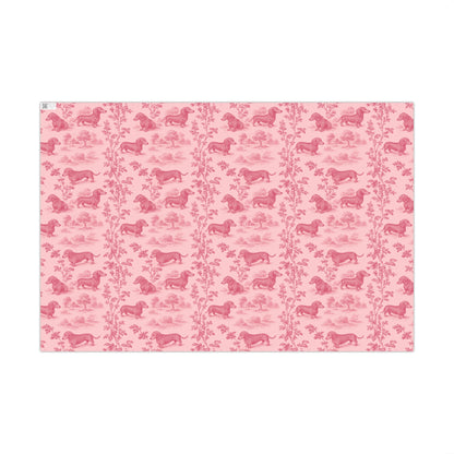 Dachshunds Gift Wrapping Paper in Pastel Pink Toile Aesthetic