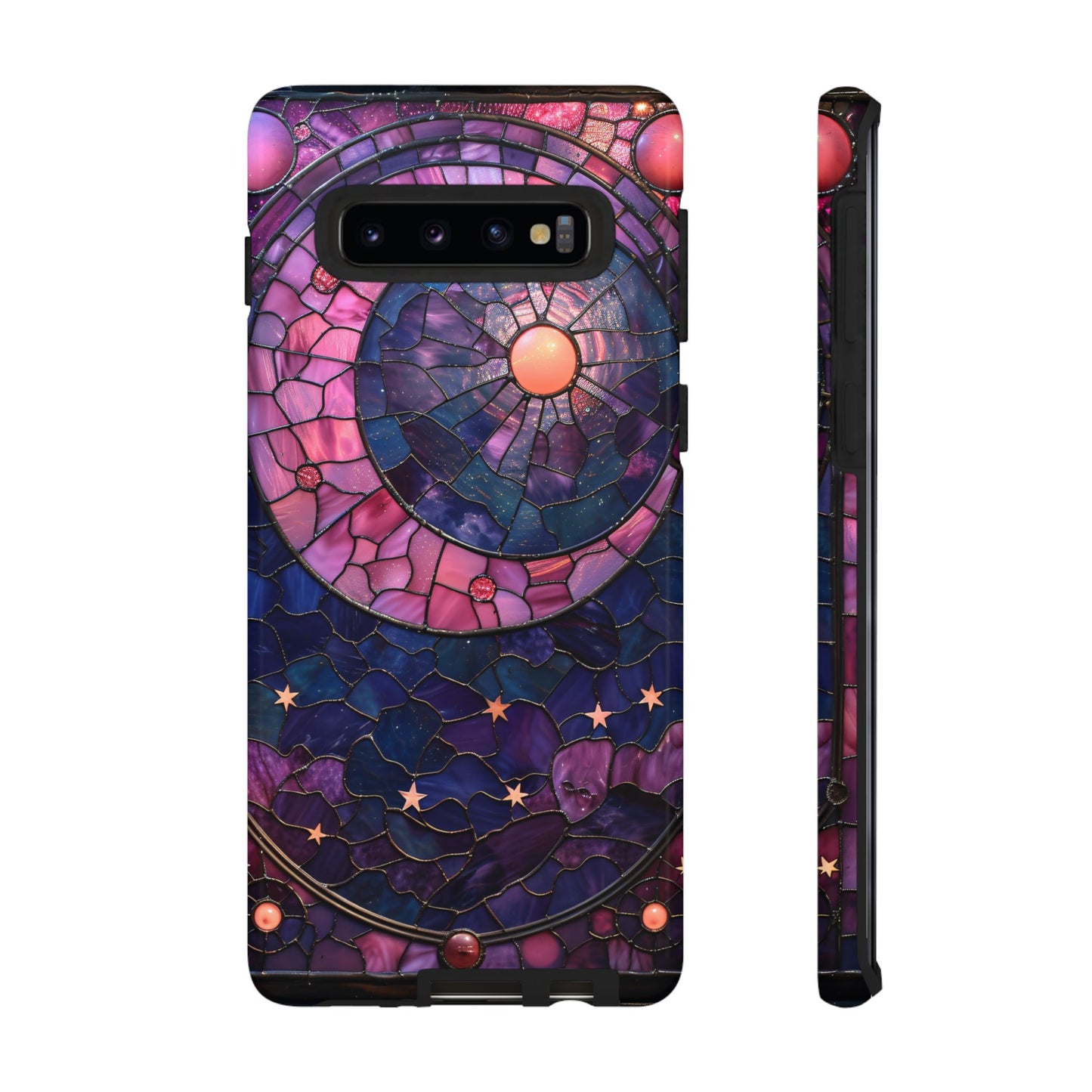 Pink Moon Tough Phone Cases in  Stained Glass Design