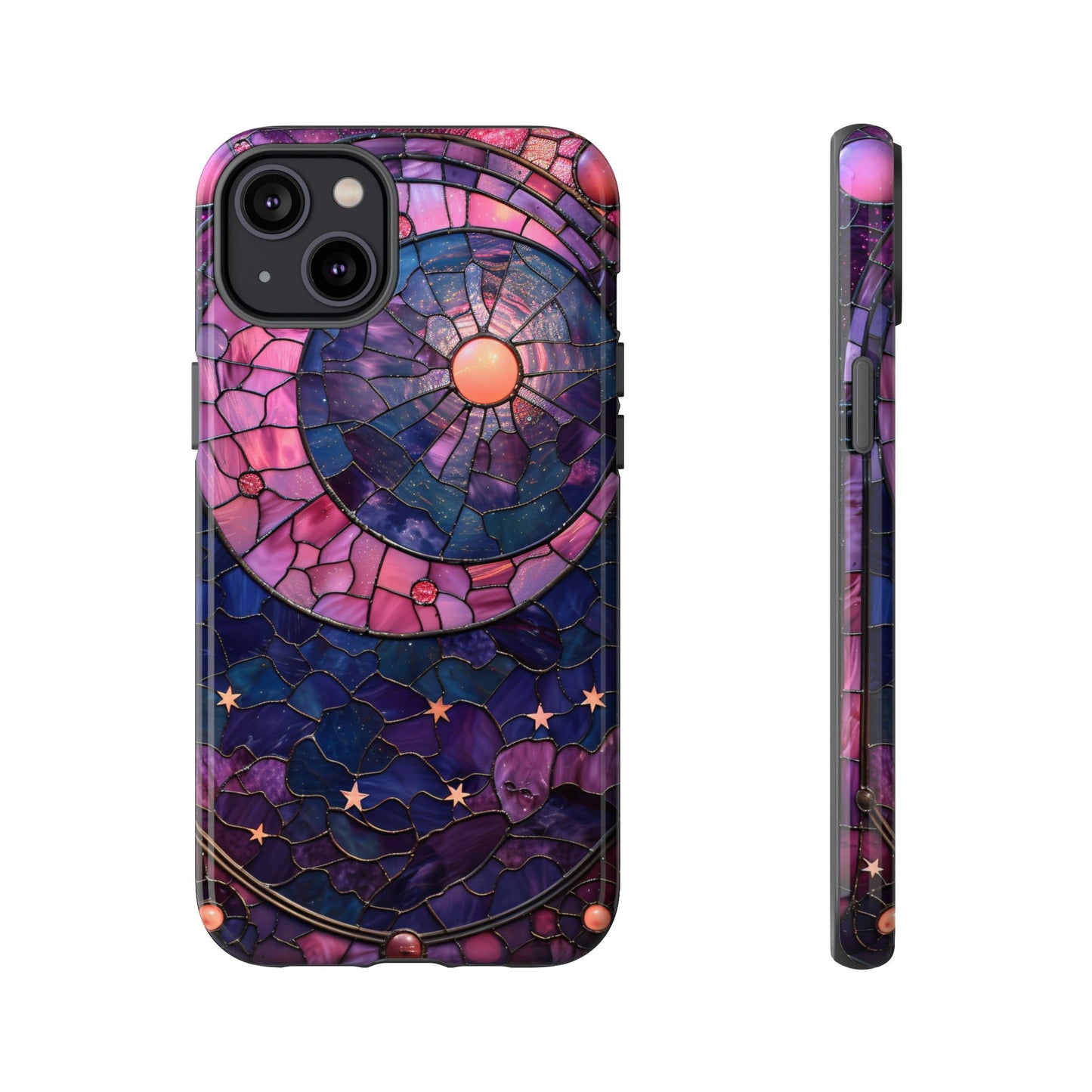 Pink Moon Tough Phone Cases in  Stained Glass Design