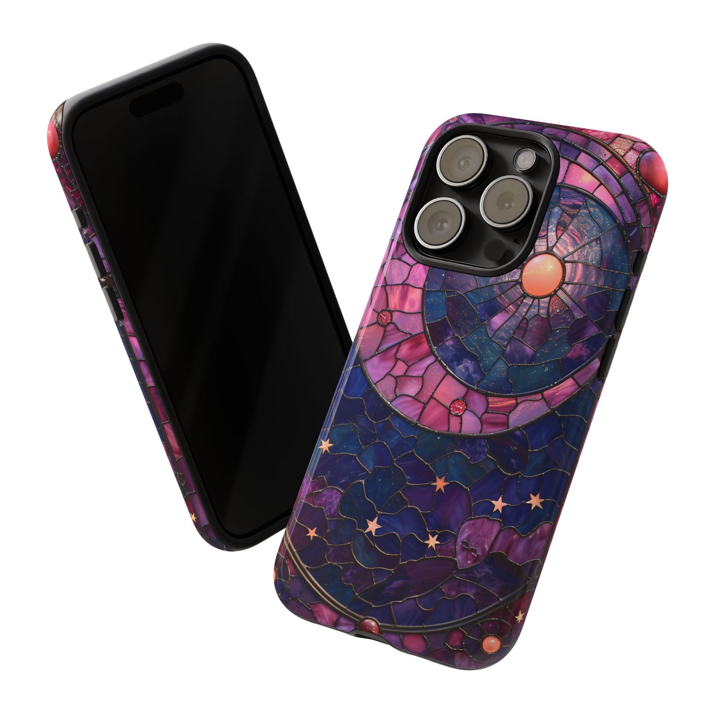 Pink Moon Tough Phone Cases in  Stained Glass Design