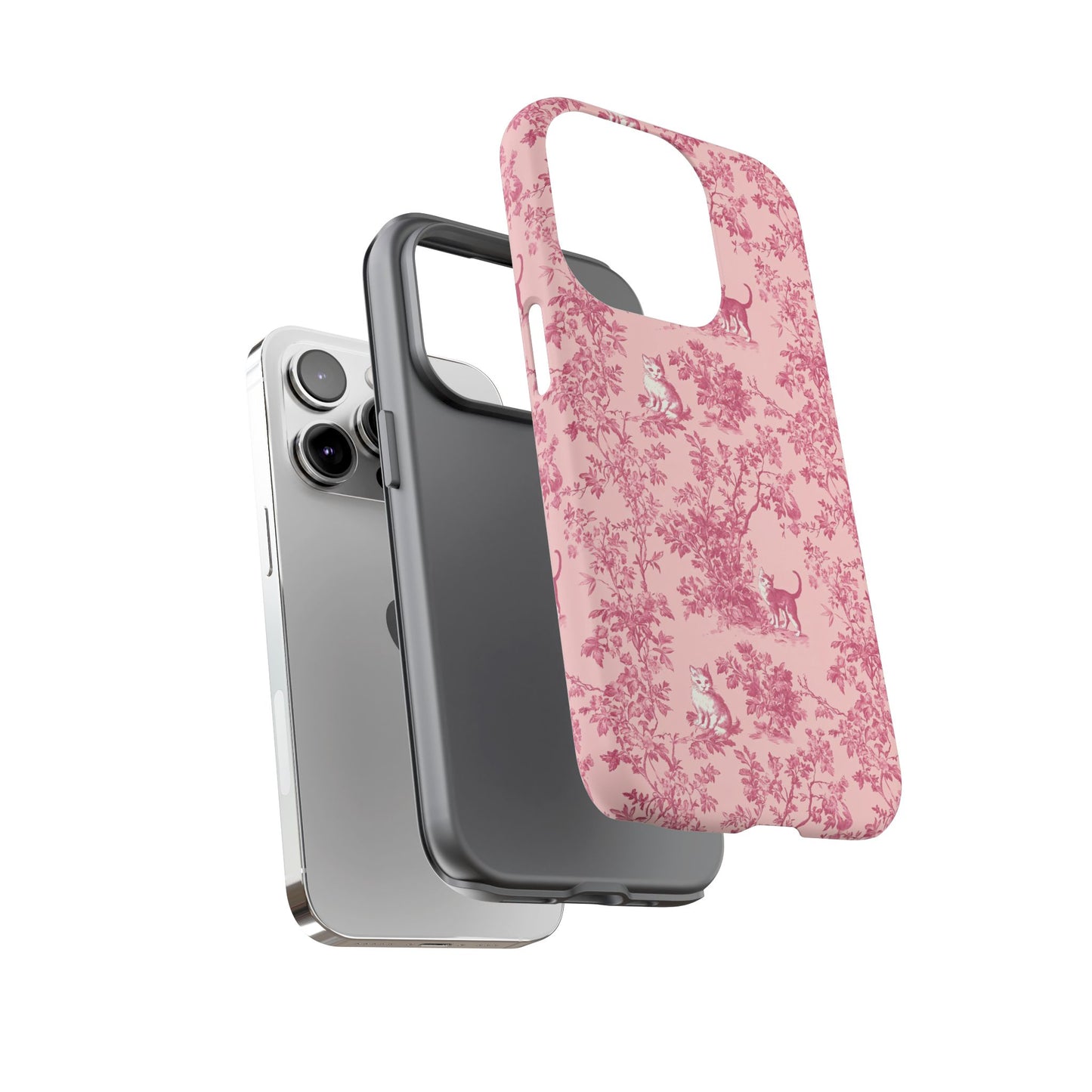 Tough Phone Cases - Cats in Pink Toile De Joyu Motif
