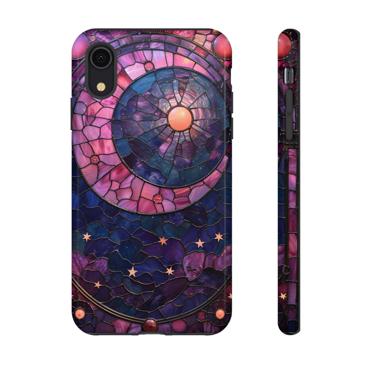 Pink Moon Tough Phone Cases in  Stained Glass Design
