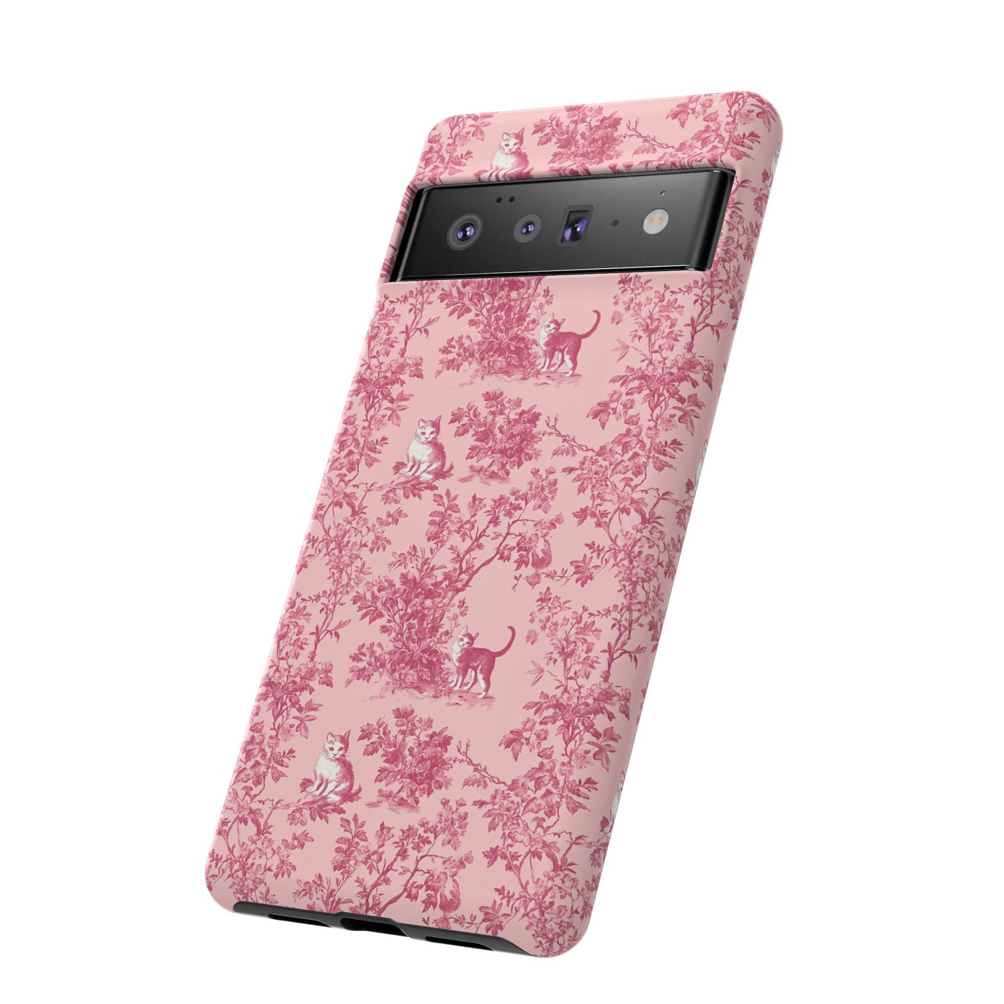 Tough Phone Cases - Cats in Pink Toile De Joyu Motif