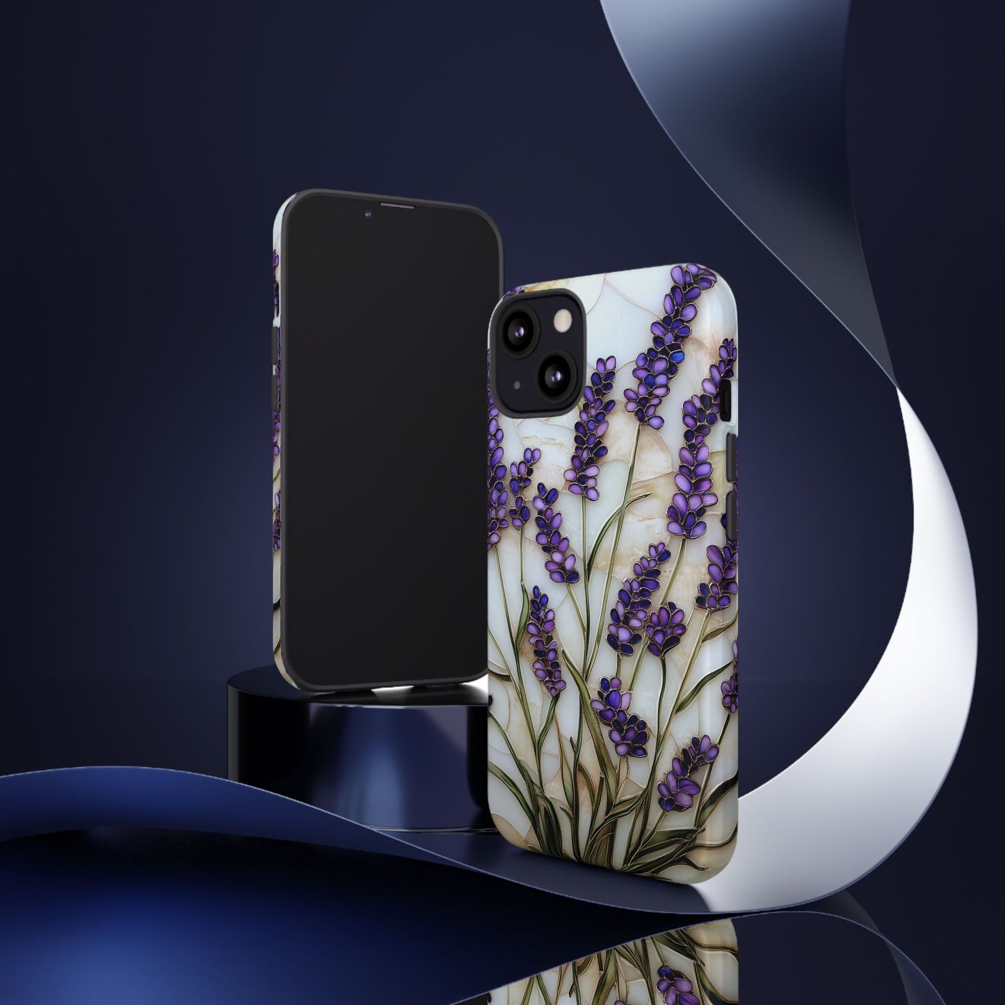 Floral Phone Case With Lavender in Stained Glass Motif