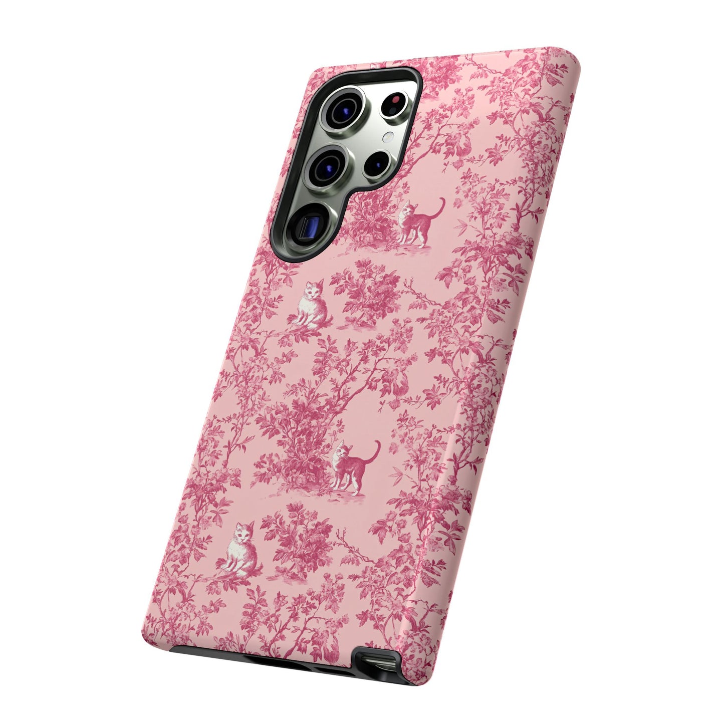 Tough Phone Cases - Cats in Pink Toile De Joyu Motif