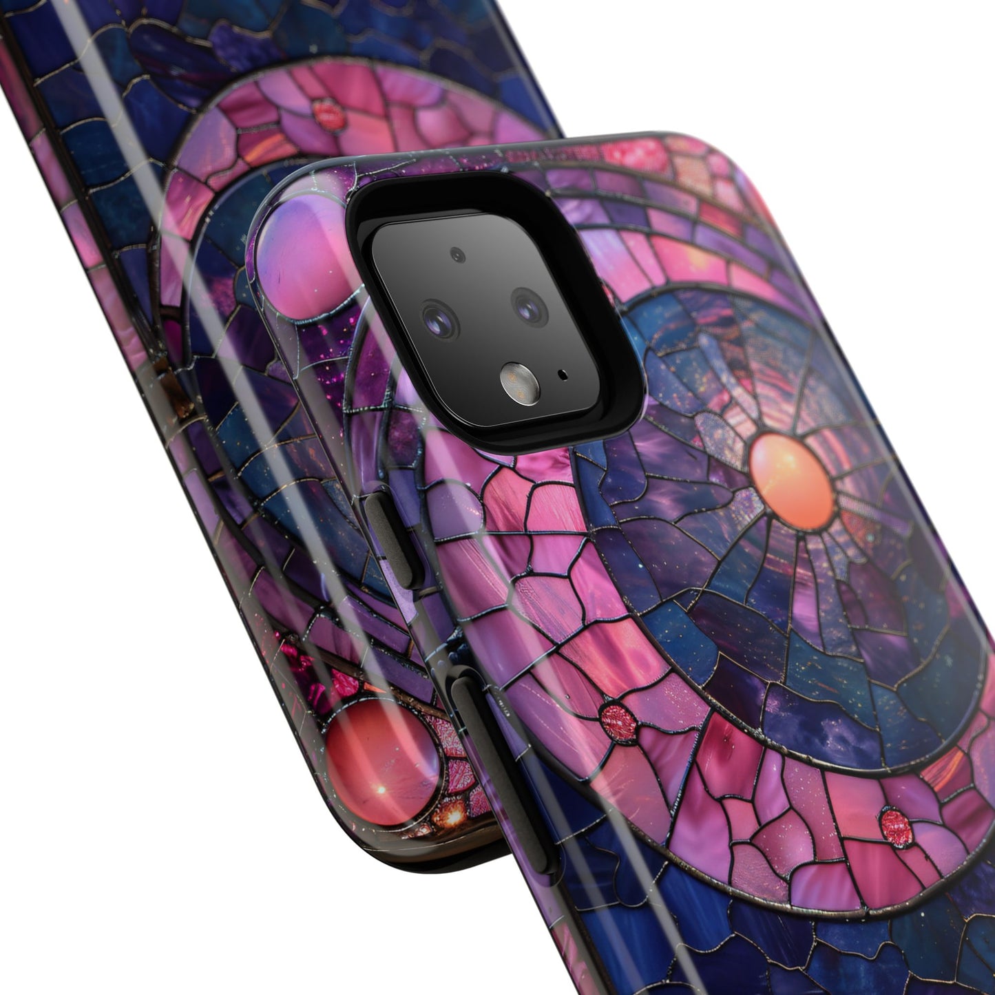 Pink Moon Tough Phone Cases in  Stained Glass Design