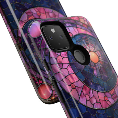 Pink Moon Tough Phone Cases in  Stained Glass Design