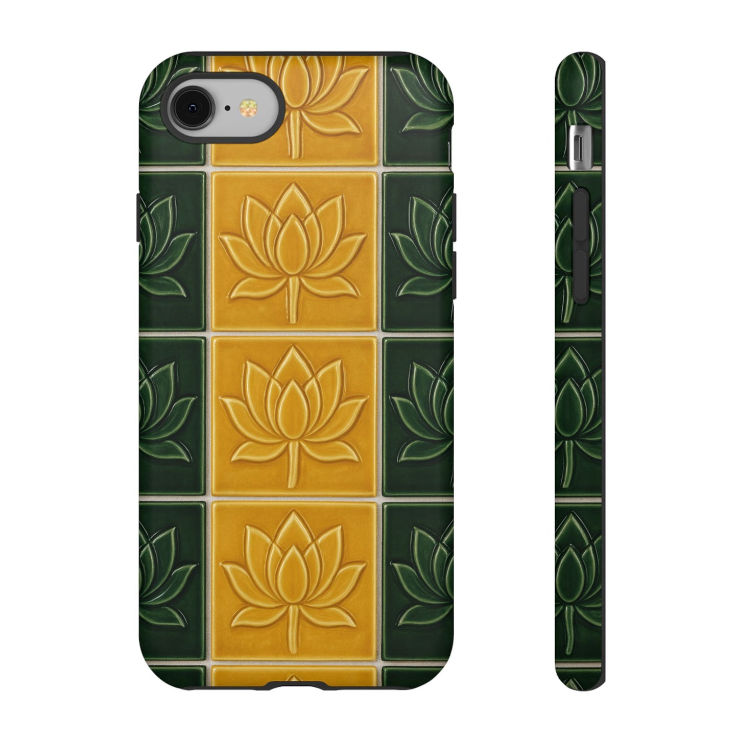Tough Phone Cases - Mustard Yellow & Green Ceramic Tile From Caldas Da Rhaina, Portugal