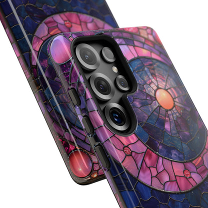 Pink Moon Tough Phone Cases in  Stained Glass Design