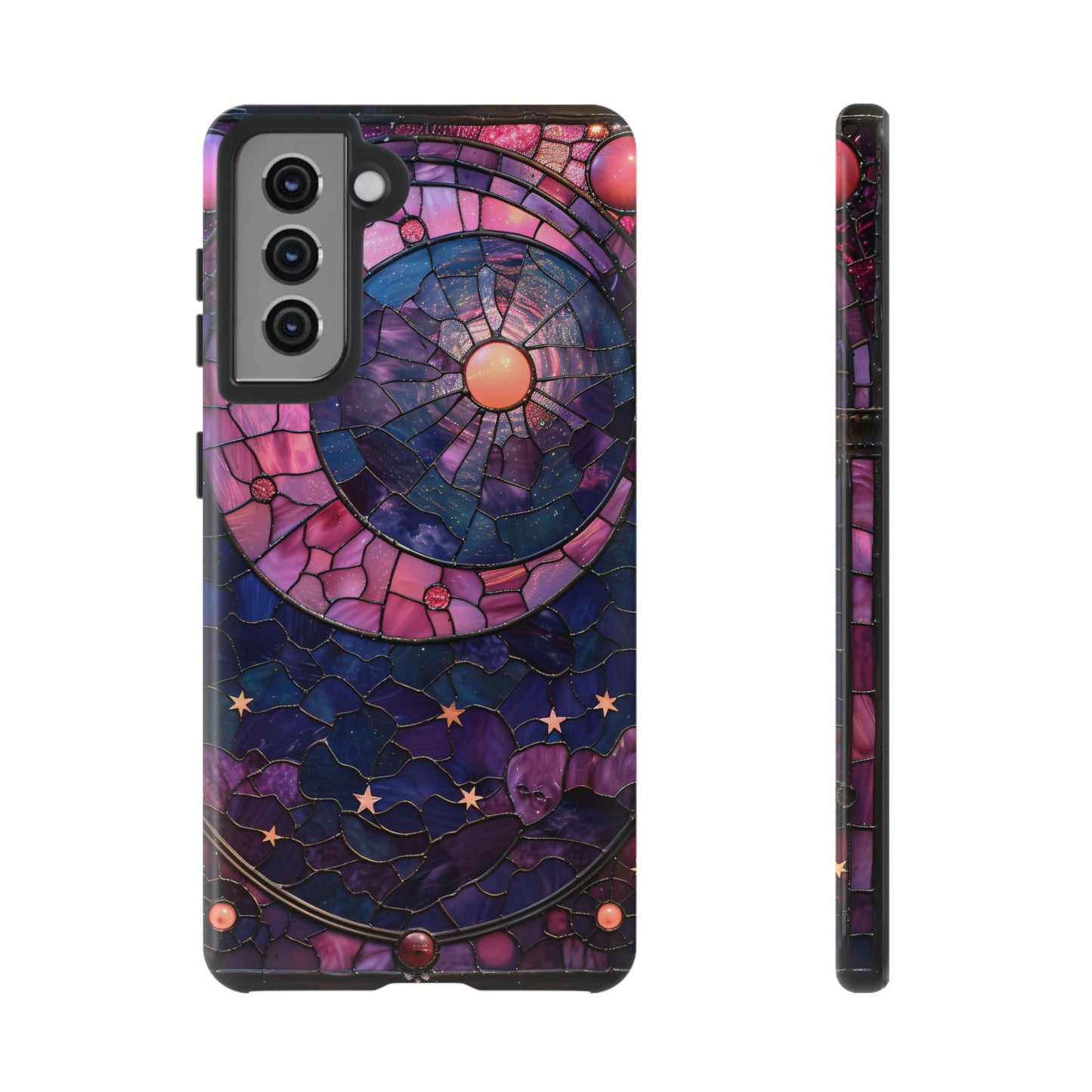 Pink Moon Tough Phone Cases in  Stained Glass Design