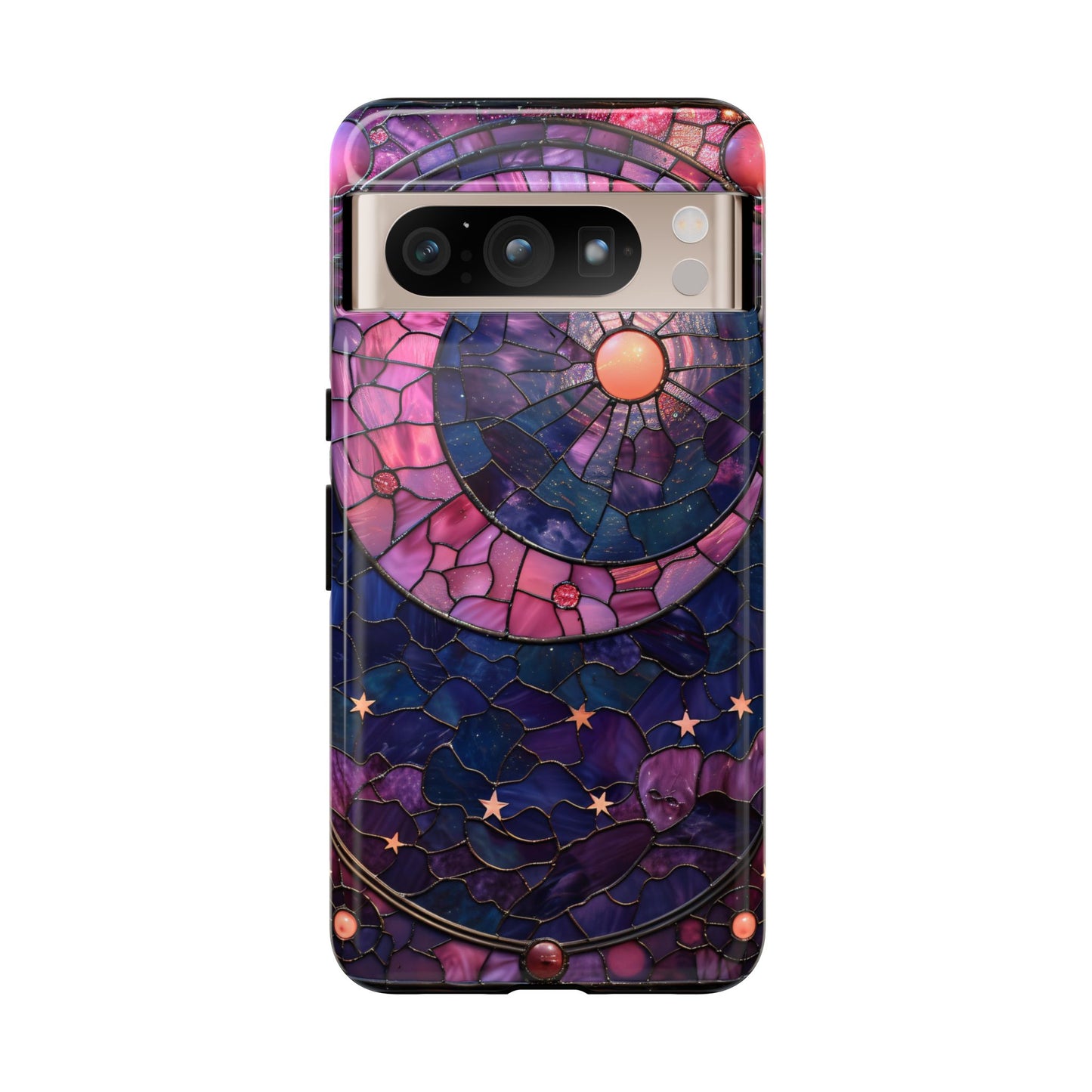 Pink Moon Tough Phone Cases in  Stained Glass Design