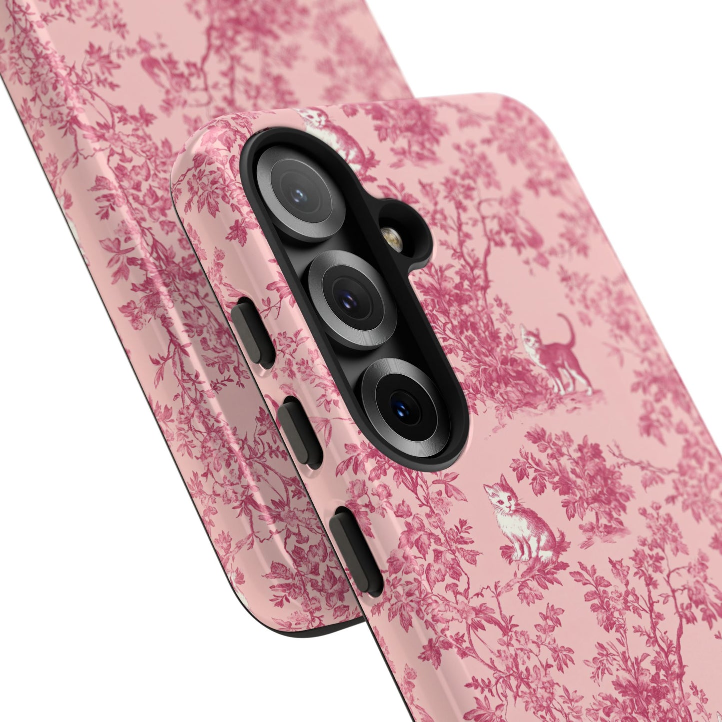 Tough Phone Cases - Cats in Pink Toile De Joyu Motif