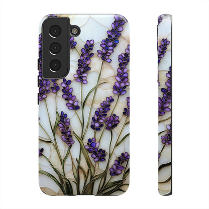 Floral Phone Case With Lavender in Stained Glass Motif