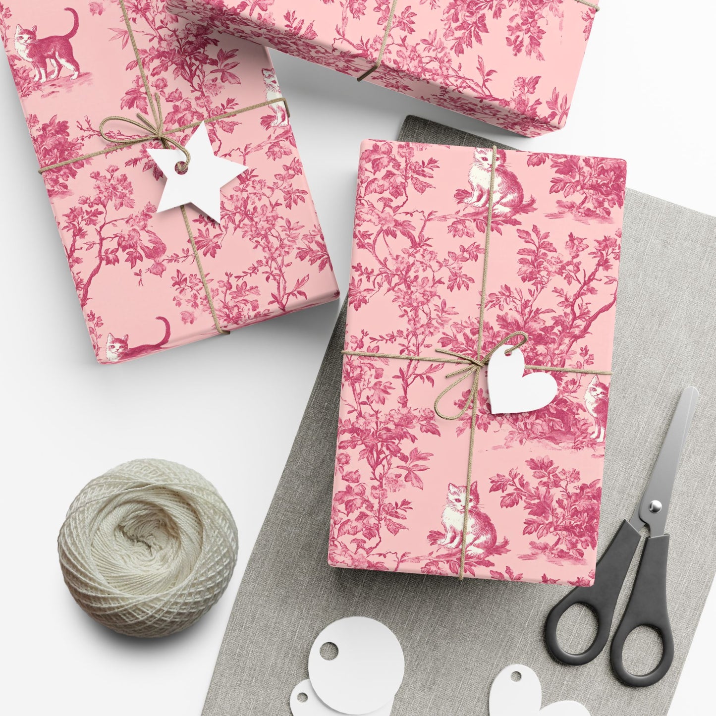 Pink Toile De Joyu Gift Wrapping Paper With Cats