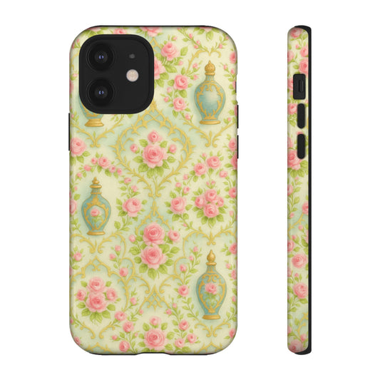 Tough Phone Cases With Perfume in Baroque Floral Aesthetic, Romantic French Pattern