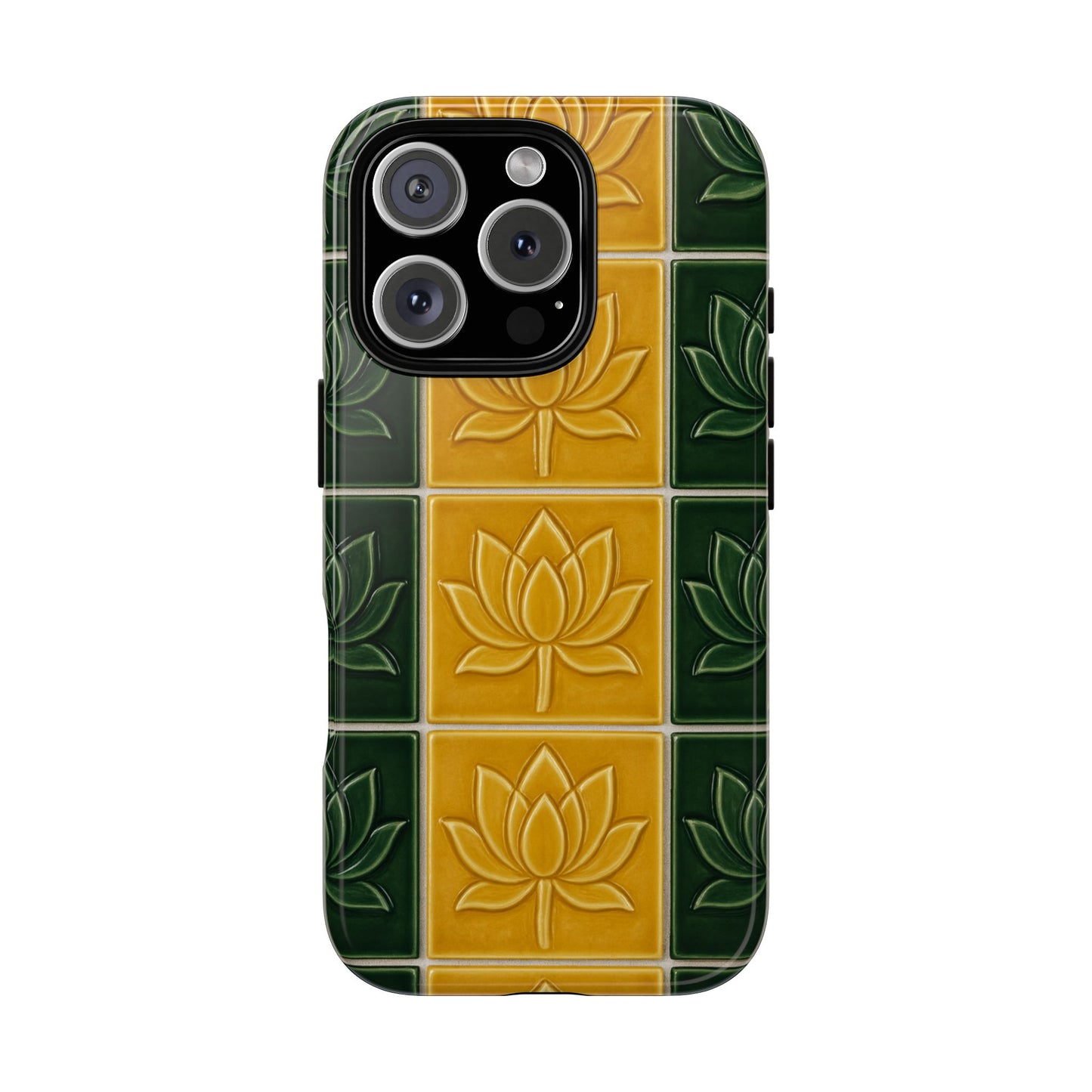 Tough Phone Cases - Mustard Yellow & Green Ceramic Tile From Caldas Da Rhaina, Portugal