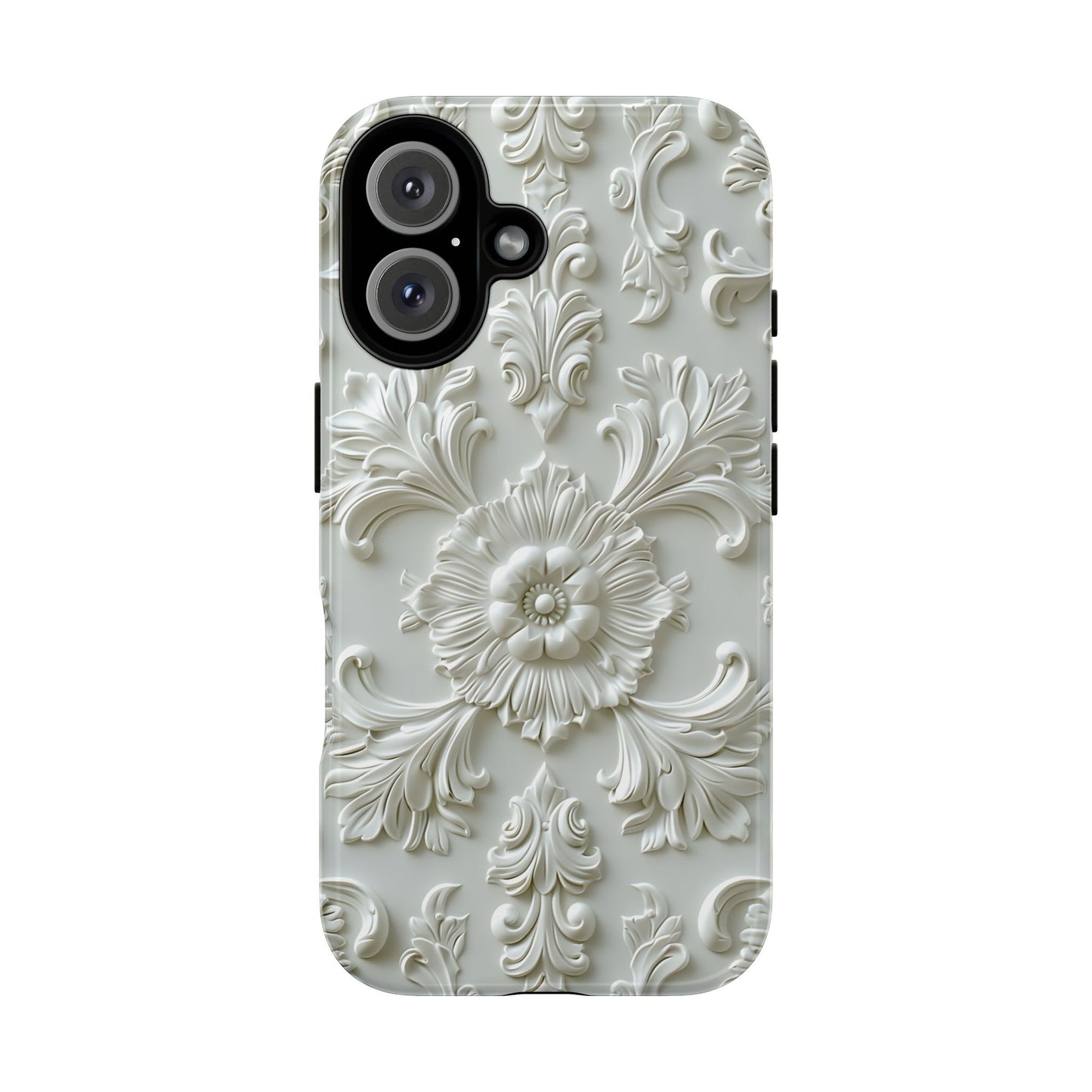 Off-White Floral Phone Case in Baroque Carved Plaster Ceiling Design