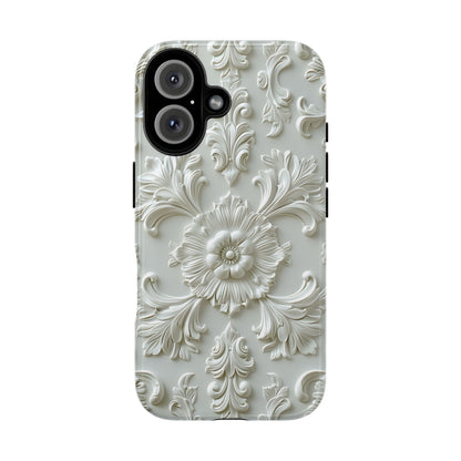 Off-White Floral Phone Case in Baroque Carved Plaster Ceiling Design