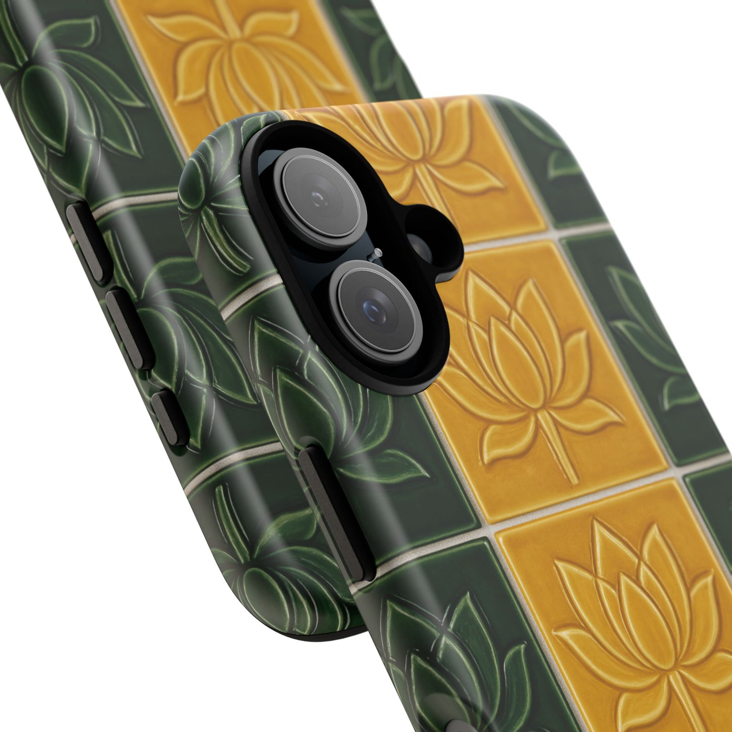 Tough Phone Cases - Mustard Yellow & Green Ceramic Tile From Caldas Da Rhaina, Portugal