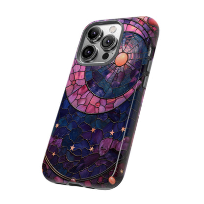 Pink Moon Tough Phone Cases in  Stained Glass Design