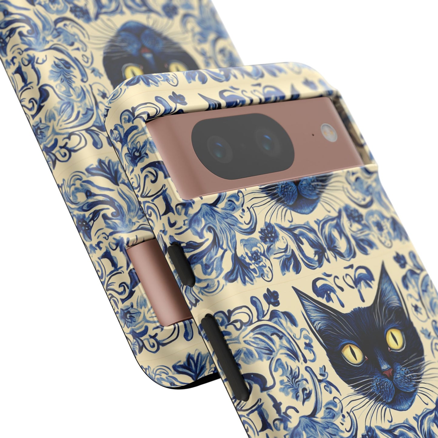 Tough Phone Case - Mediterranean Tile Motif With Blue Cats