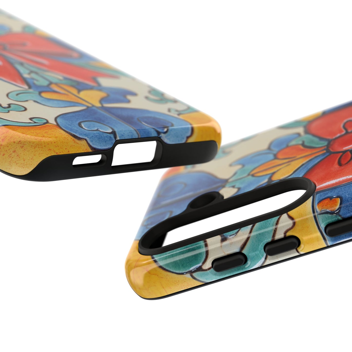 Colourful Ceramic Tile Design Phone Case With Red Bow
