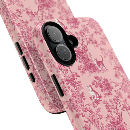 Tough Phone Cases - Cats in Pink Toile De Joyu Motif