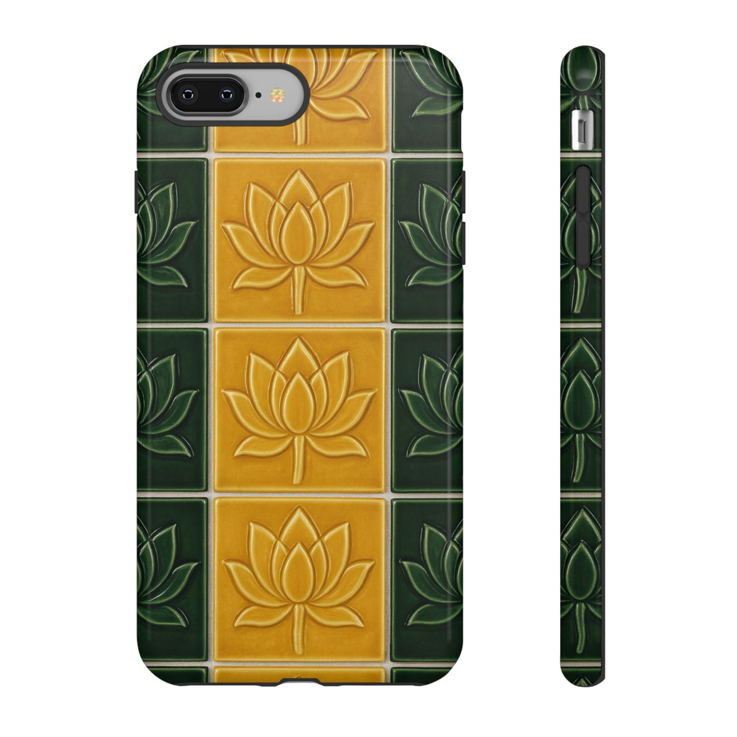 Tough Phone Cases - Mustard Yellow & Green Ceramic Tile From Caldas Da Rhaina, Portugal
