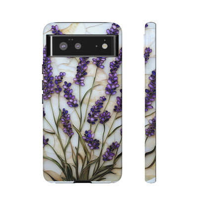 Floral Phone Case With Lavender in Stained Glass Motif