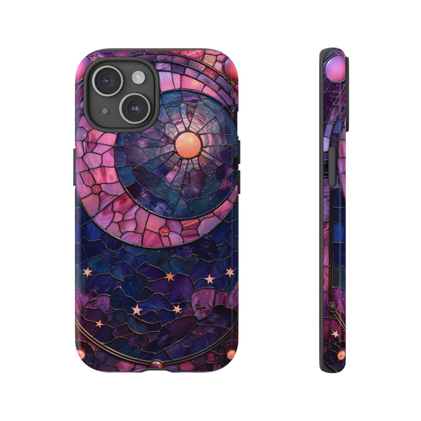 Pink Moon Tough Phone Cases in  Stained Glass Design