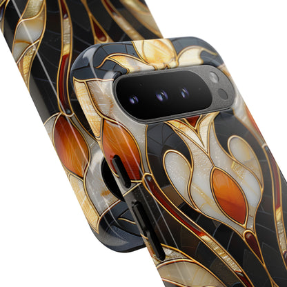 Art Deco Stained Glass Phone Case – Elegant Gold & Black Design