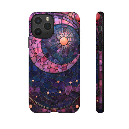 Pink Moon Tough Phone Cases in  Stained Glass Design